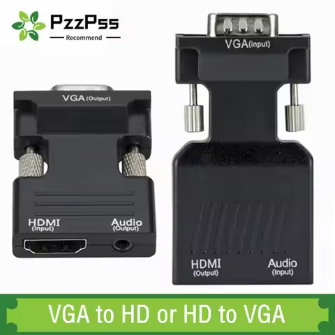 PzzPss VGA to HDMI-compatible Audio Video Converter 1080P HDMI-compatible To VGA Adapter Cable For P