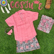 KEMEJA Batik Costume Couple Sogan And Dobby Peach Children's Batik Shirt Dobby Peach Couple Children