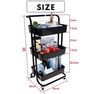 3 Tier Multifunction Storage Trolley Rack Office Shelves Home Kitchen Rack With Wheel