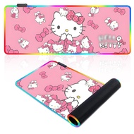 RGB Anime Gaming Mouse Pad,Anime Kitty Large Gaming Mouse Pad with 14 Lighting Modes,Waterproof Computer Keyboard Desk