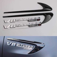 2pcs Vent Fender Trim Emblem Blade BITURBO 4MATIC+ for Mercedes Benz AMG V8 C200 C300 E300 E400 W213