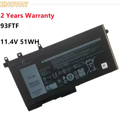 ZNOVAY 93FTF 11.4V 51Wh Battery For DELL Latitude 5280 5480 5580 E5280 E5480 E5580 E5290 E5490 E5590