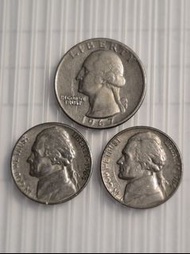 美國硬幣1967年(1個) / 1964 年份(兩個)
