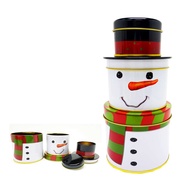 [特價]摩達客耶誕-聖誕雪人創意三層糖果罐擺飾交換禮物