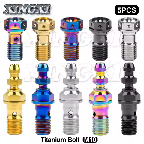Xingxi 5pcsTitanium Alloy Bolts of Motorcycle Brake Caliper Tubing Screw M10 P1.0/1.25 For Single Ho
