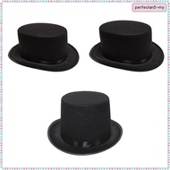 [PerfeclanabMY] Black Felt Top Hat Funky Fedora Hat Halloween Costume Jazz Hat for Themed Parties Fe