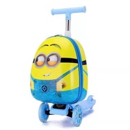 HY-D Children's luggage15Inch Cartoon Scooter Light-Emitting Wheel Suitcase Can Ride Cute Luggage Boarding Bag XOOM