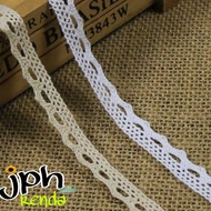 1cm wide knitted lace, 1cm wide hook lace, 15 yards