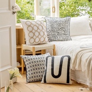 Embroidery Decorative Throw Pillow Covers Square Couch Pillow Cases ins Fluffy Black and White Cushi