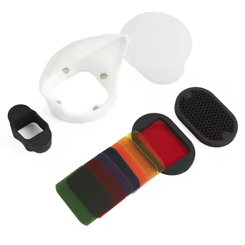 Flash Speedlight Honeycomb Grid Diffuser Bounce Reflector with Magnetic Gel Band 9Pcs filters Flash 