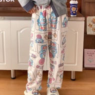 SNOOPY Quần ngủ mèo kitty Shin-Chan bút chì màu Gấu Quần lông cừu san hô Quần áo gia đình Dày ấm áp