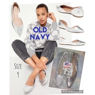 Old navy Faux-Leather D'Orsay Flats size 9 silver