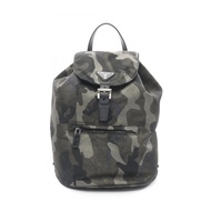 【二手】Prada PRADA 雙肩包，卡其/黑色尼龍，Saffiano 皮革，迷彩雙肩包，男士，二手