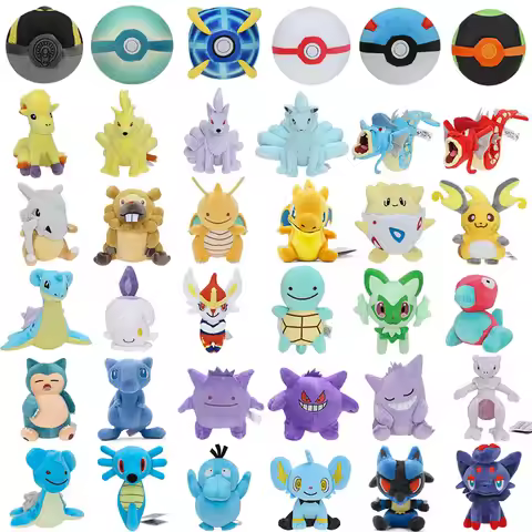 45 Styles Pokemon Plush Fit Series Shiny Gyarados Caterpie Mewtwo Raichu Gengar Pokemon Balls Peluch
