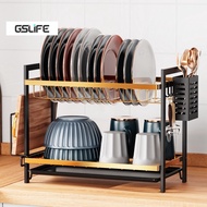 GSlife 2-Tier Dish Drainer Dish Drying Rack Plate Organizer Storage Shelf Small Kitchen Rack