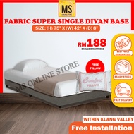 ( READY STOCK ) FABRIC SUPER SINGLE DIVAN BASE ONLY **FABRIC GREY COLOUR**FREE PILLOW** Furniture In