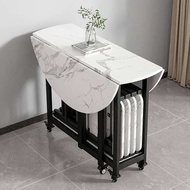 Marble round Dining Table Foldable Dining Table Household Small Apartment Movable round Table Retrac