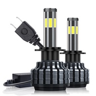 2Pcs H1 H3 H4 H7 Led ไฟหน้า9005 9012 H8 12V Canbus โคมไฟ110W 22000LM ต่ำคานสูง6ด้านชิป360องศา Bright