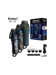 Kemei Km-735 骷髏塗鴉水轉印電動剪髮器，附油頭、USB和LCD顯示屏