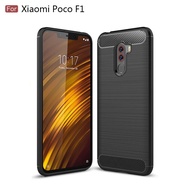 LANLIN For Xiaomi Poco F1 / Poco F2 Pro / Poco F3 Phone Case - Carbon Fiber Silicone Brushed Cell Ph