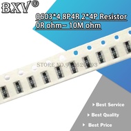 100PCS 0603*4 8P4R 2*4P Network Resistor SMD Array 0 ~ 200 Ohm 10R 20R 22R 30R 100R 120R 150R 200R
