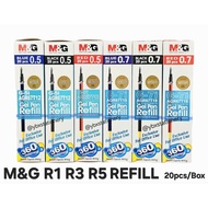 M&G Gel Pen Refill R1 R3 R5 0.5mm/0.7mm 20pcs/Box G-5i G-7i