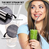 ❤ Metal Stainless Steel Drinking Straw❤ Rewashable Straws ❤ Reuseable Metal Straw Set Stainless