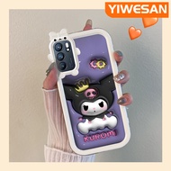 YIWESAN เคสสำหรับ OPPO Reno 6 5G Reno 6 Pro 5G Reno 6Z 5G เคส3D ลายการ์ตูนน่ารักลวดลาย Kuromi โปร่งใสเคสมือถือสร้างสรรค์มอนสเตอร์ตัวน้อยเลนส์กล้องถ่ายรูปเคสนิ่มแบบใสซิลิโคนฝาครอบป้องกันกันกระแทก