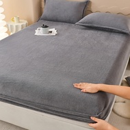 Taiwan Shipping Milk Velvet Printed Bed Sheet Three-Piece Set Single Bag Double Cleaning Pad Thicken