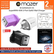 Mazer SuperMINI 45W 2-Port GaN3 Wall Charger  SKU: M-GAN45UK-V3