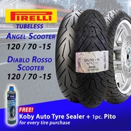 PIRELLI Angel Scooter / Diablo Rosso RIM15 Tubeless Tires 120/70-15 FREE SEALANT and PITO