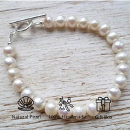 100% Handmade Natural Freshwater Faux Pearl Bracelet, 6mm Small Faux Pearls, With Gift Box, Gifts Fo