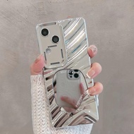 เคส Vivo V30 V40 V29 V27 5G เคส Vivo V40 V30 V27 Pro 5G พร้อมกระจกป้องกันการตกเคสโทรศัพท์กระจกแต่งหน