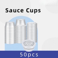 50pcs 3oz Hinged Sauce Cup Salad Condiments Disposable Container Cup With Lid