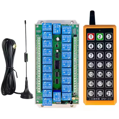 2000m DC12V 24V 21CH 433MHz Relay RF Wireless Remote Control Switch Receiver Transmitter Suction Ant