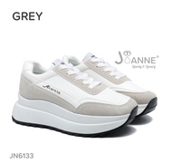 JN6133 JOANNE HIGHSOL SPORTY SNEAKERS 5Cm BAHAN KULIT MIX SUEDE