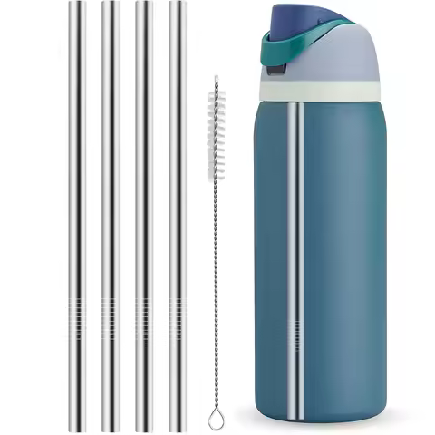 2/4/6Pcs Metal Straw Replacement for Owala Water Bottle 40 oz Accessories, With Straw Cleaner, Reusa