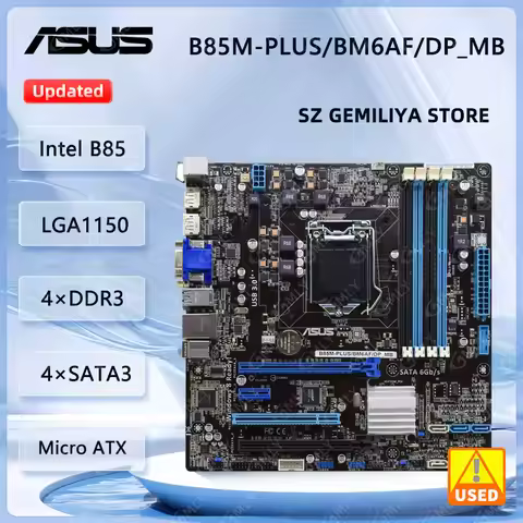 ASUS B85M-PLUS MotherboardB85M-PLUS/BM6AF/DP_MB Intel B85 LGA 1150 DDR3 Micro ATX Support I3-4130 I3