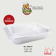 4602-P MyChef Dulang Aluminium dengan Penutup Plastik - 5 Keping/Paket / MyChef Aluminium Foil Tray 