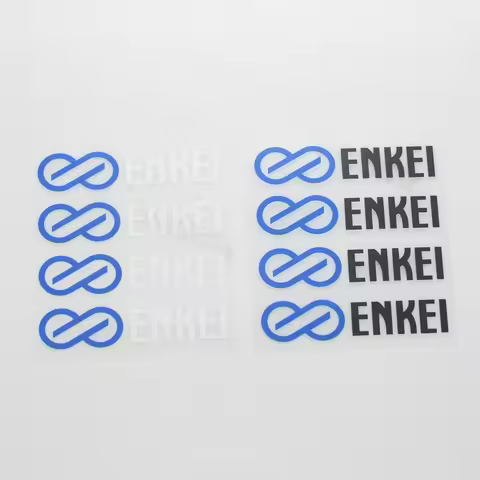 4Pcs/Set ENKEI Sticker Set, 2 Designs Transparent/Black Text With Blue Logo, Vinyl Decals for Car Wh