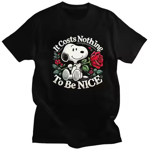 Custom Trendy Cute Cartoon Snoopy T Shirt Men Pure Cotton T-shirt Leisure Tees Fashion Tshirt