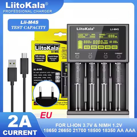 LiitoKala Lii-M4S 5V Battery Charger for 3.7V Cells - Versatile Charging for 18650 26650 21700 14500