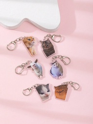 1pc Creative Meme Dialogue Cat Topic & Spitting Goat And Huh Cat Meme Funny Acrylic Keychain Pendant