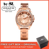 [Original] Coach Boyfriend Rose Gold Stainless Steel Ladies Women Watch Jam Tangan Wanita Perempuan-