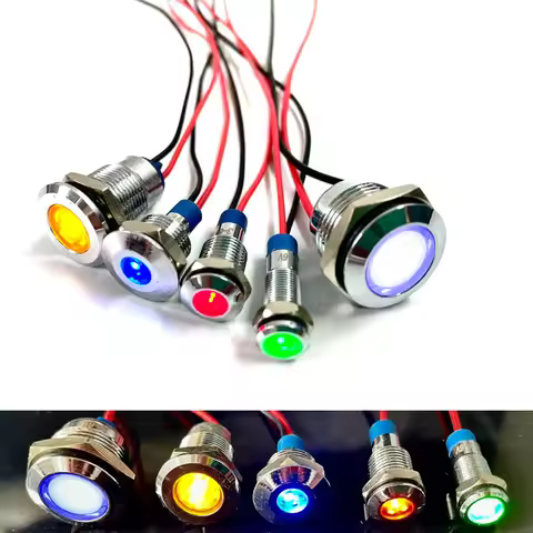 1pcs 6mm 8mm 10mm 12mm 14mm 16mm Waterproof IP67 Metal LED Warning Indicator Light Signal Lamp Pilot