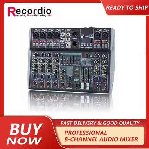 AK8 Professional 4/6/8 Channel Mixer With Built-in 99DSP 7-band Equalizer Effector BT Computer MP3 I