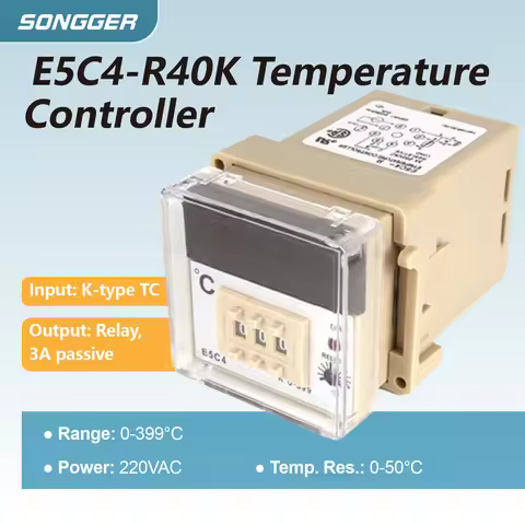 E5C4-R40K Digital Temperature Controller AC220V PID Thermostat Switch Heating Cooling Panel Mount In