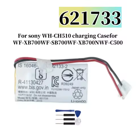 Battery 621733,1588-0911 For Sony WH-CH510,Charging Casefor WF-XB700,WF-SB700,WF-XB700N,WF-C500 Wire