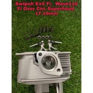 SWIPOH 4 VALVE SUPER HEAD CNC PORTING EX5 FI W110 FI 17MM/19MM EX5 110 WAVE 110 4 VALVE CNC HEAD RAC
