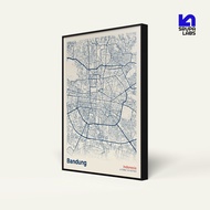 Poster Frame & MDF Bandung City Map 40x60 cm | 30x40 cm | 20x30 cm